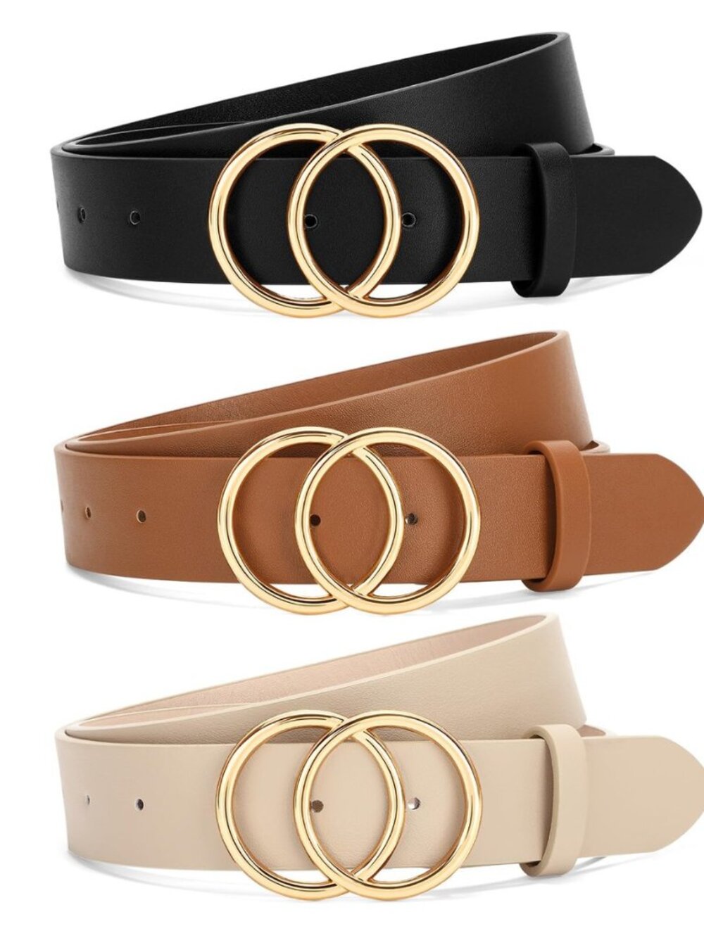 3 Pack Women Waist Belts for Jeans Pants Dresses, Ladies Belt with Double O-Ring